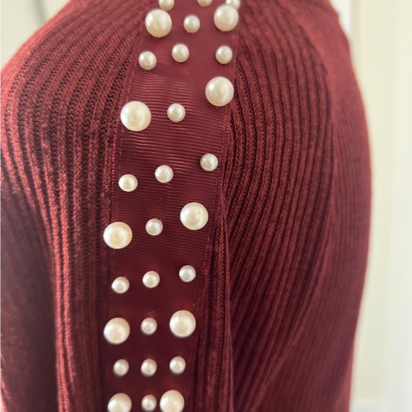 H&M Burgundy Long Sleeve Top with Pearl Details - Picture 5 of 6